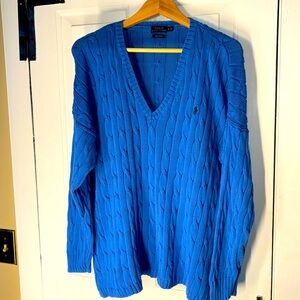 POLO RALPH LAUREN | Pima Cotton Relaxed Fit Cable Sweater Blue Women’s XL EUC